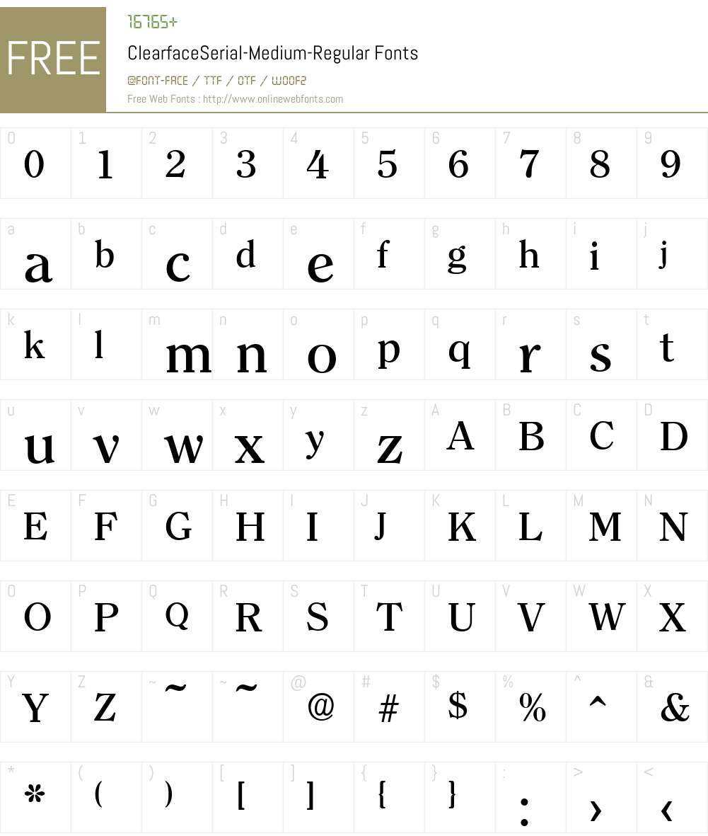 ClearfaceSerial-Medium Font Screenshots