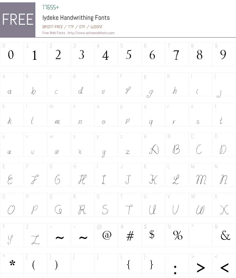 lydeke Handwrithing Font Screenshots