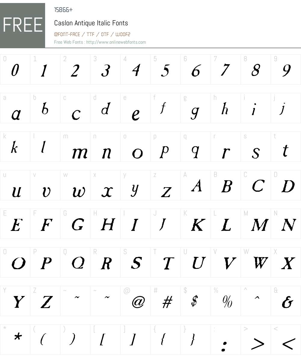 Caslon Antique Italic Font Screenshots