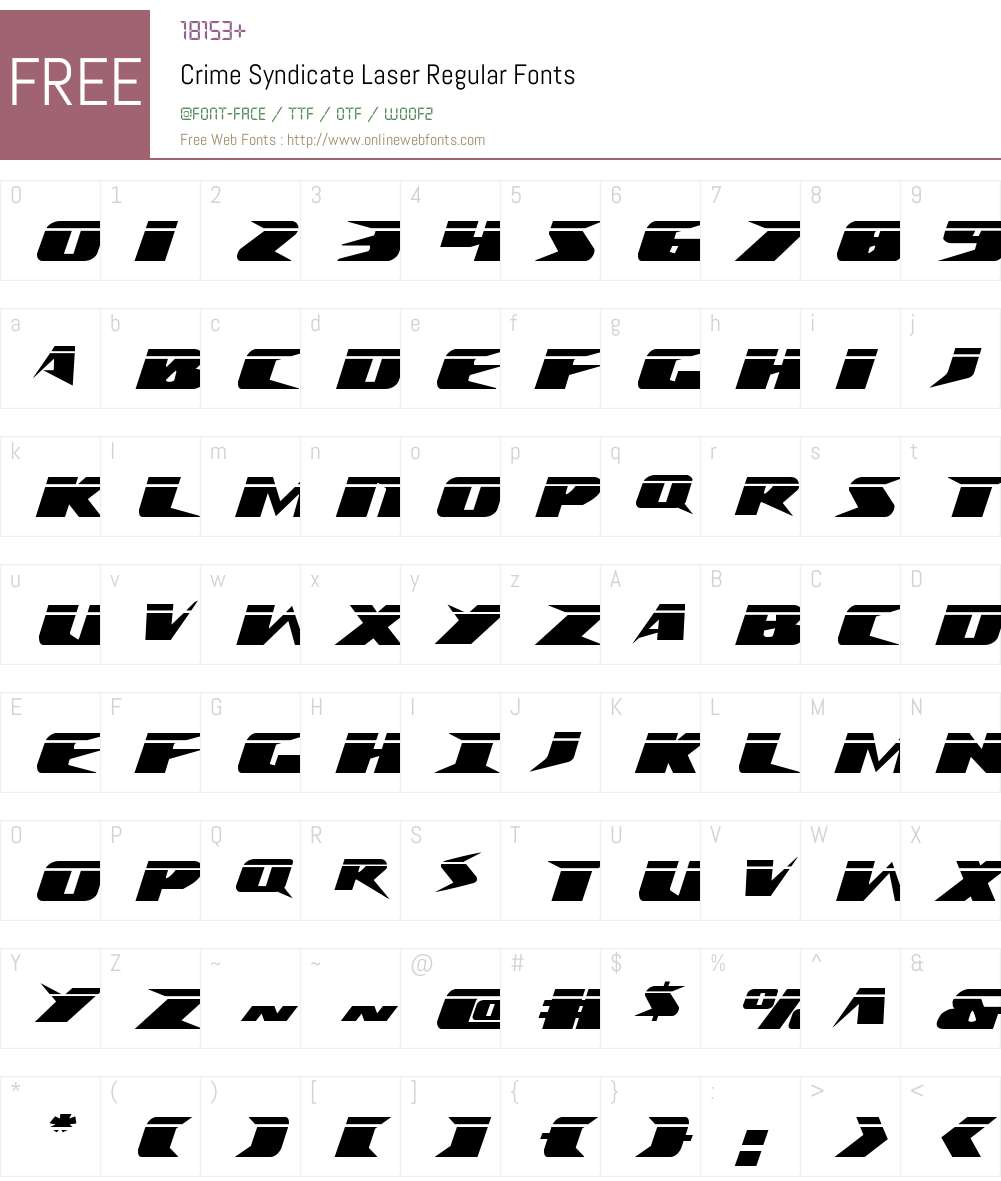 Crime Syndicate Laser Font Screenshots