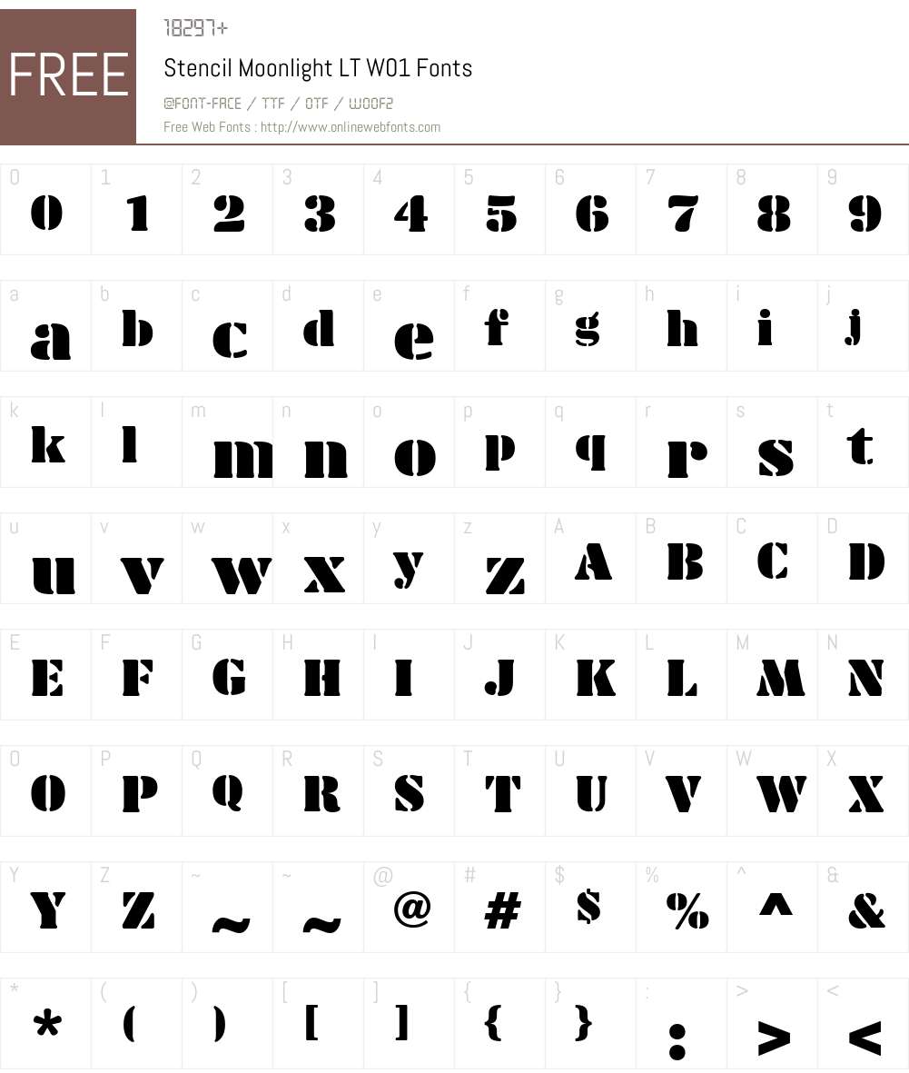 StencilMoonlightLTW01 Font Screenshots