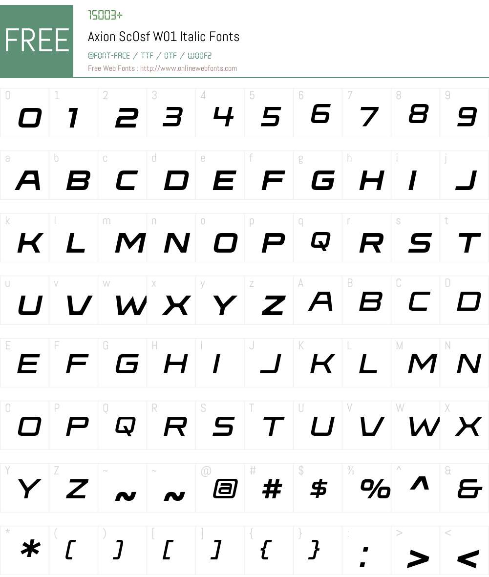 AxionScOsfW01-Italic Font Screenshots