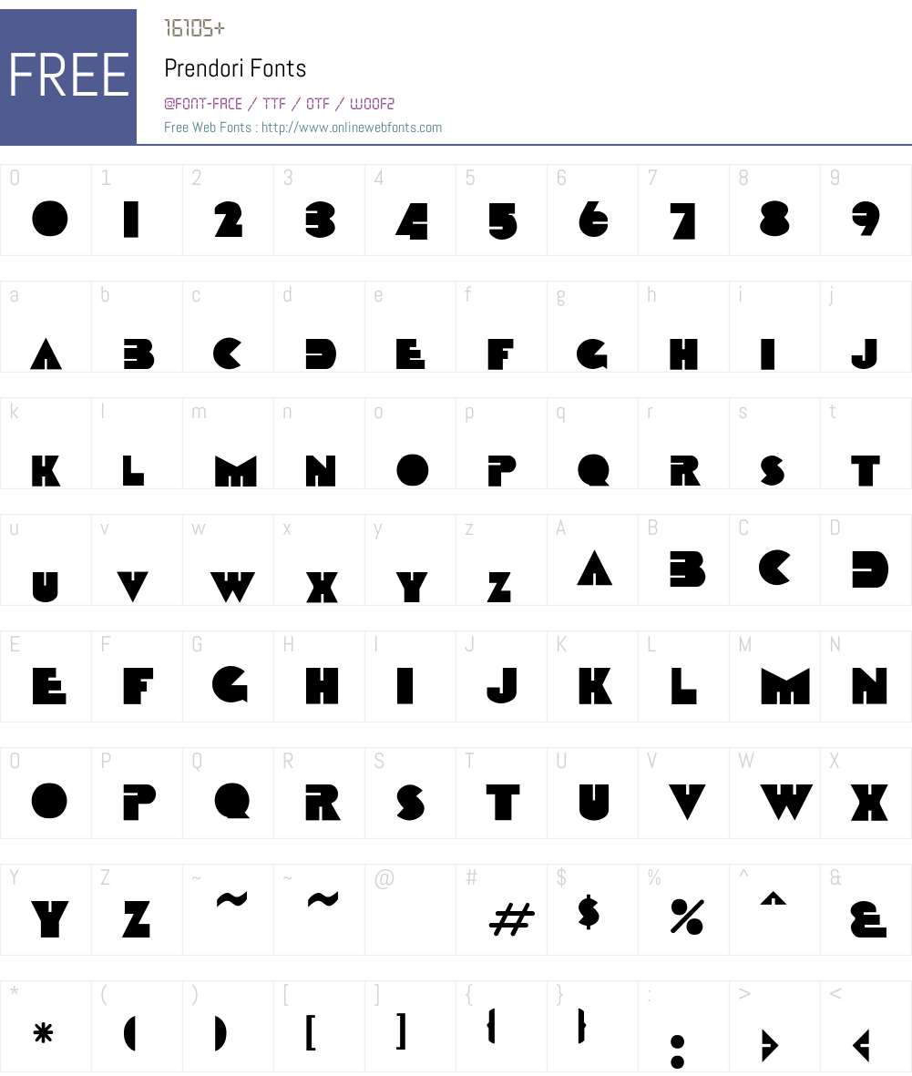 Prendori Font Screenshots