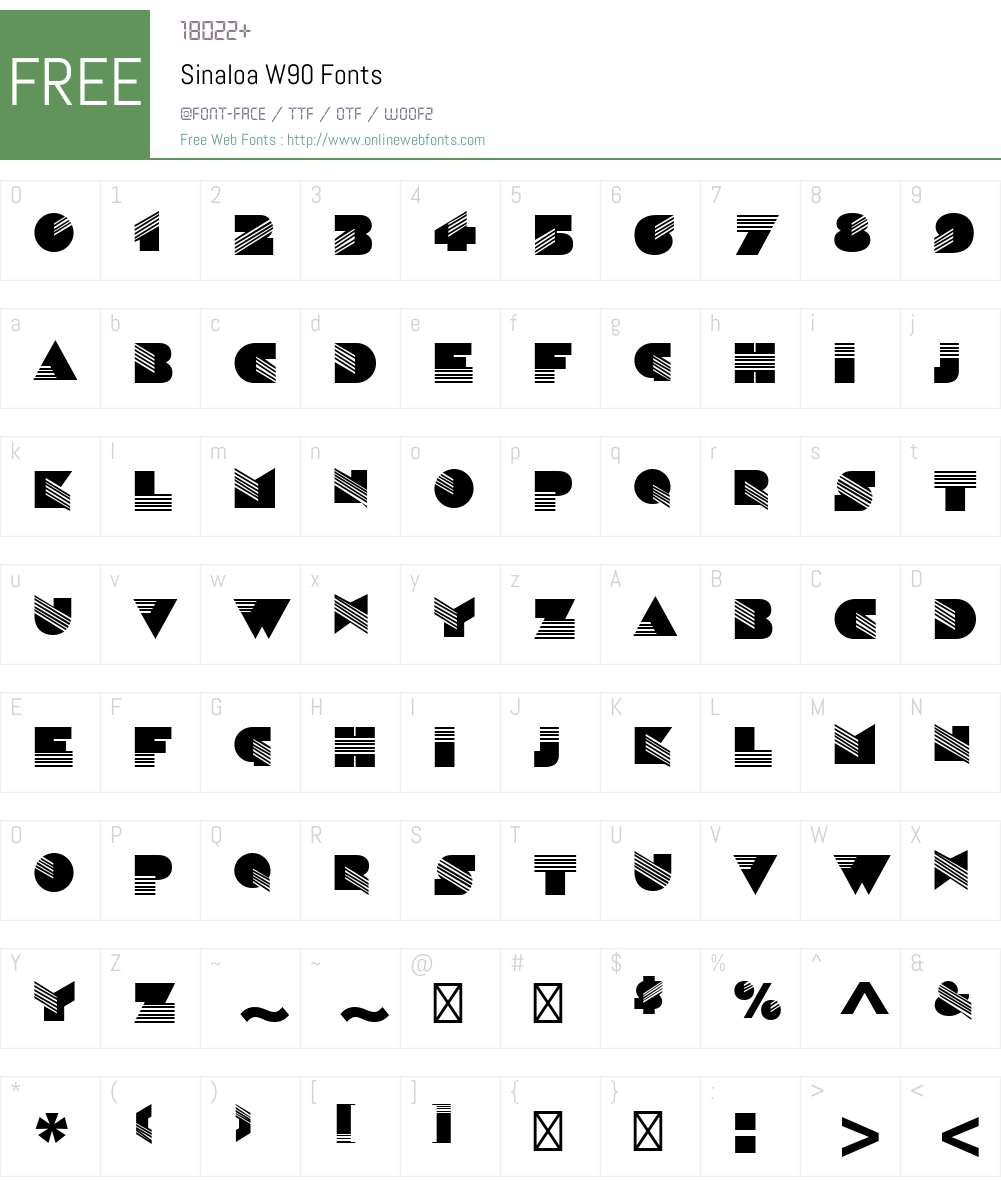 SinaloaW90 Font Screenshots