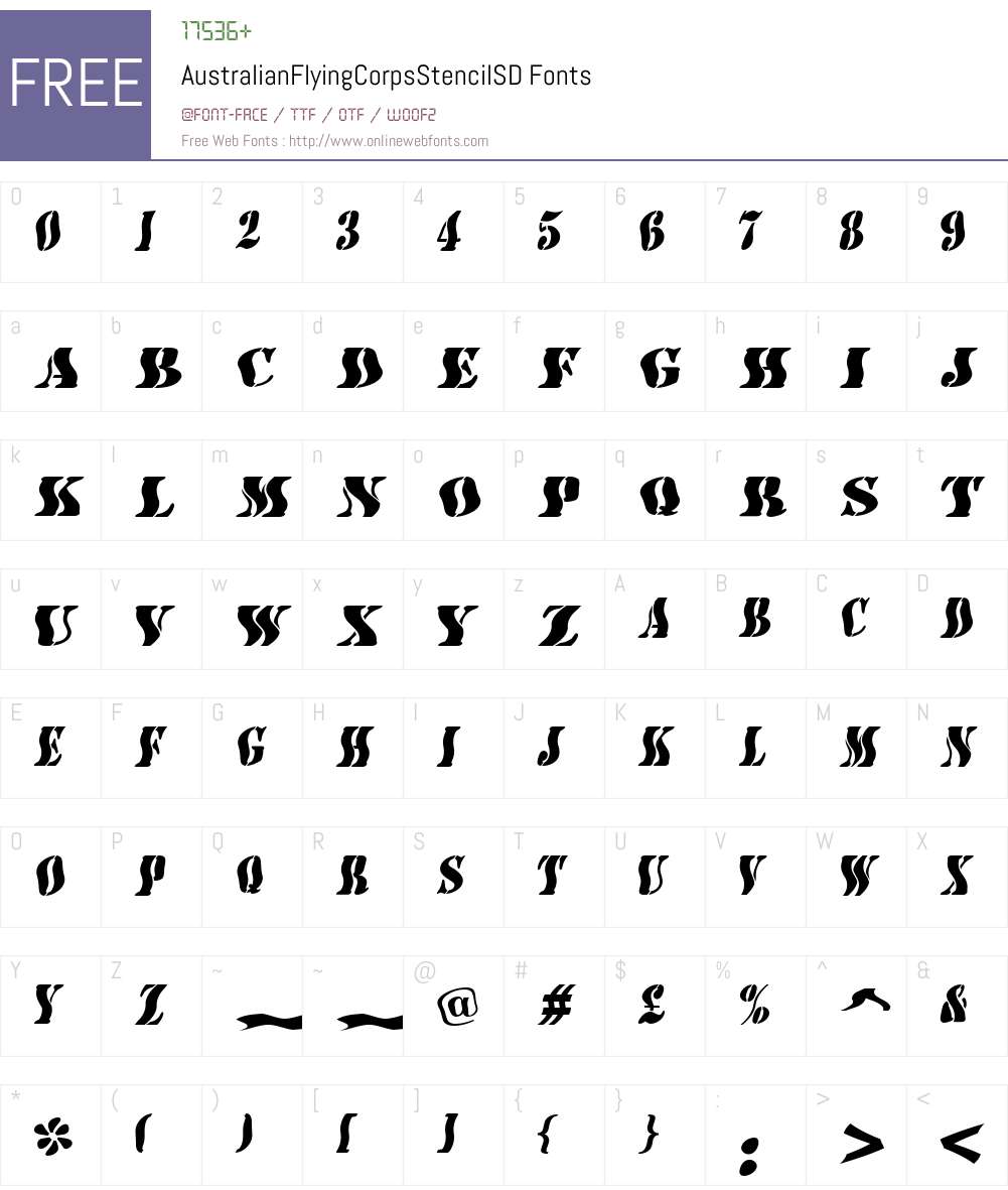 AustralianFlyingCorpsStencilSD Font Screenshots