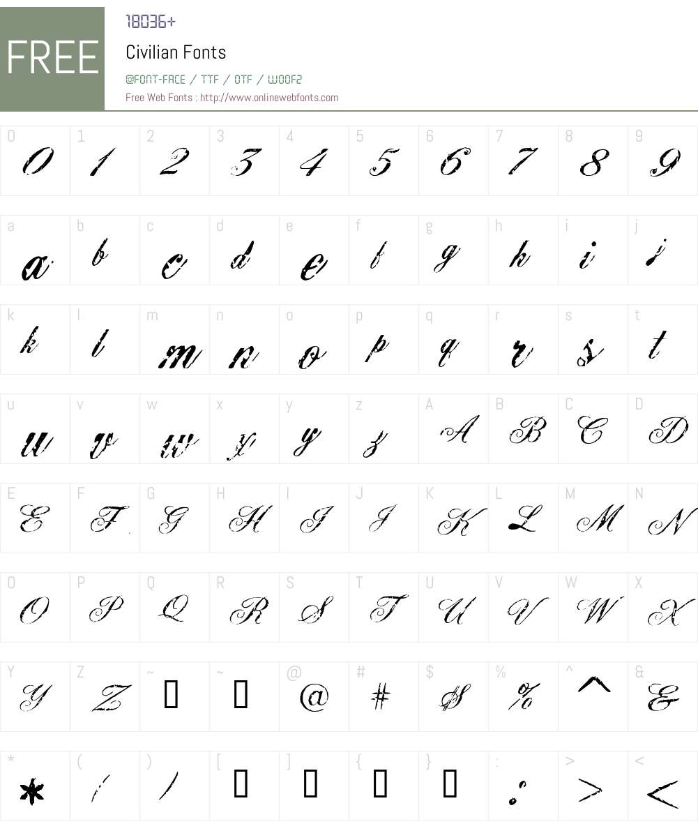 Civilian Font Screenshots
