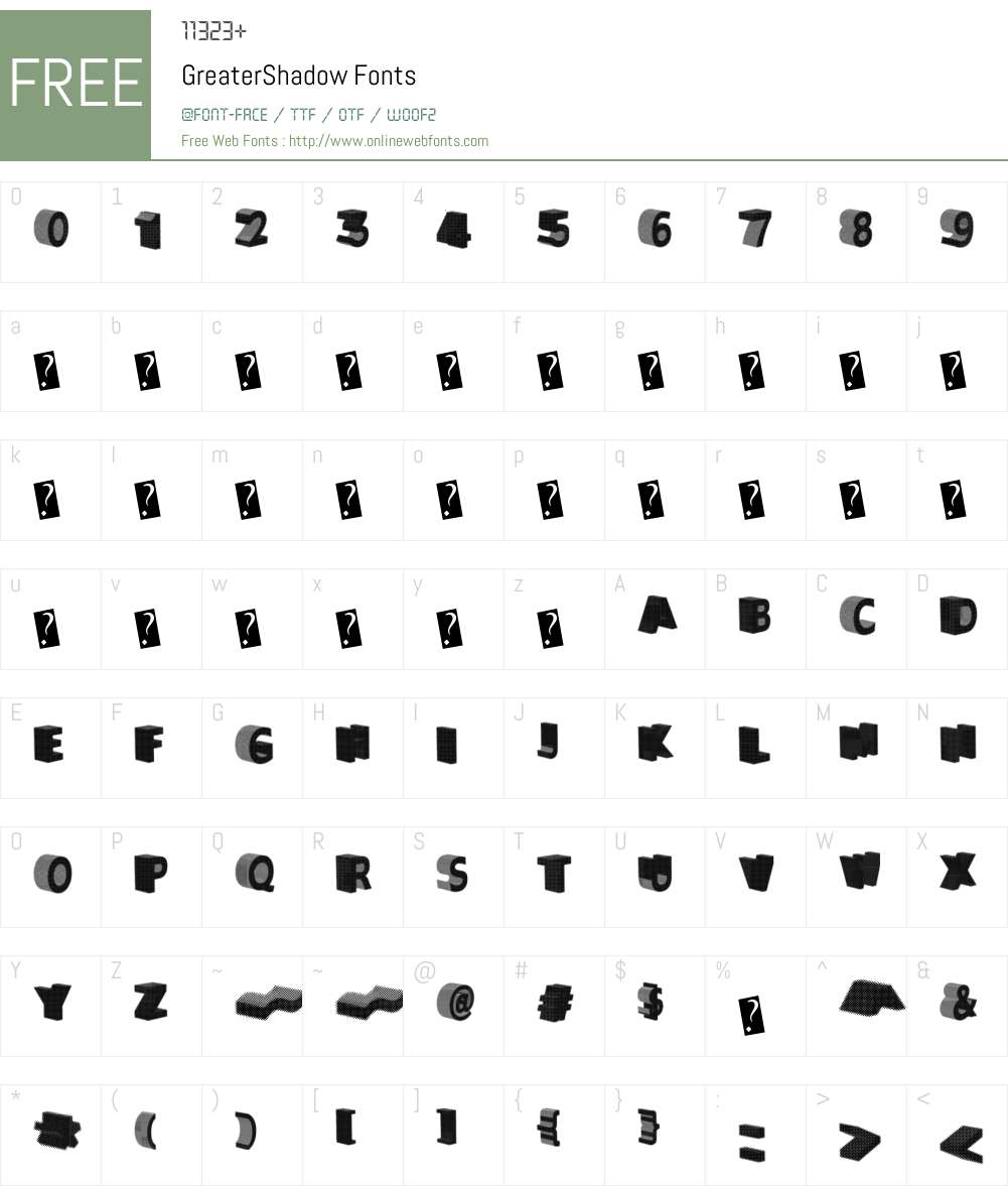 GreaterShadow Font Screenshots
