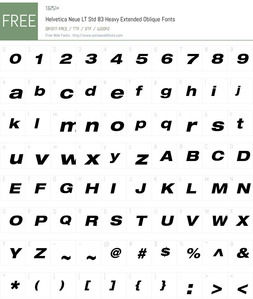 Helvetica Neue LT Std Font Screenshots