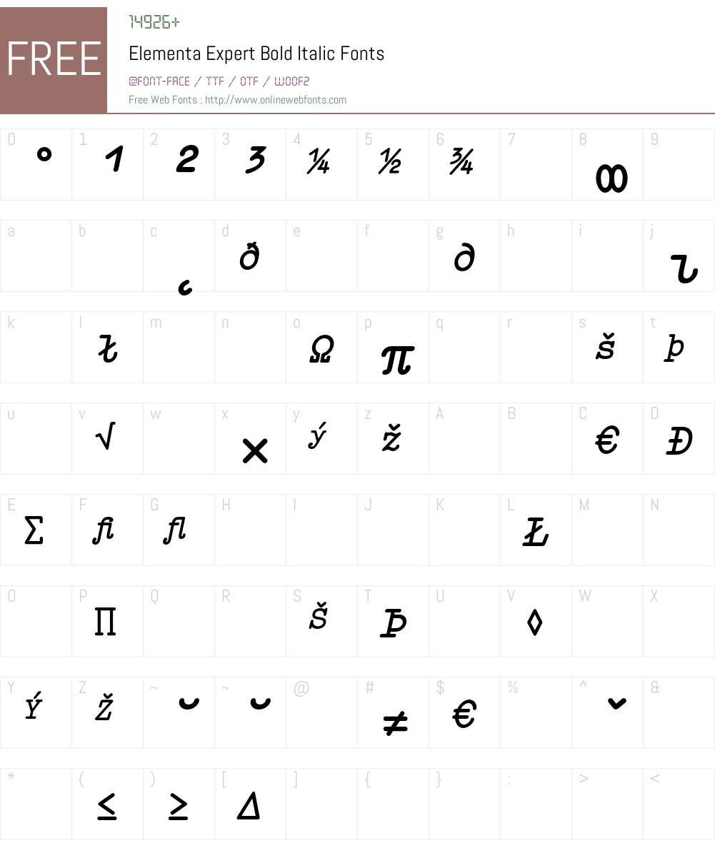 Elementa Expert Font Screenshots