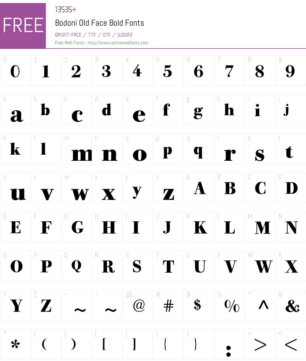 Bodoni Old Face BQ Font Screenshots