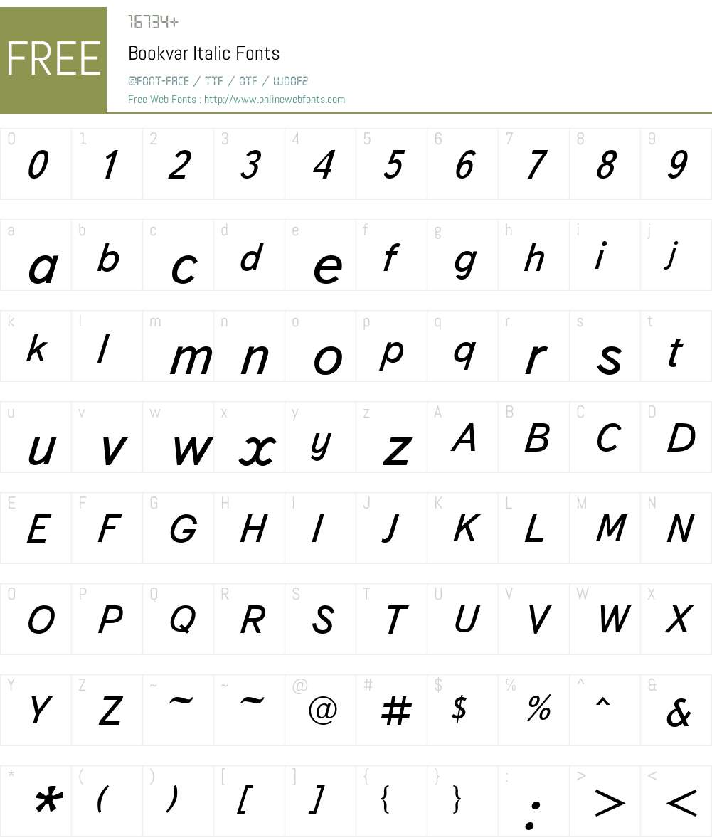Bookvar Font Screenshots