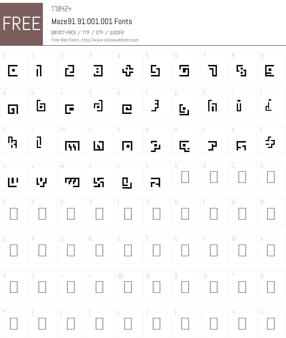 Maze91 Font Screenshots