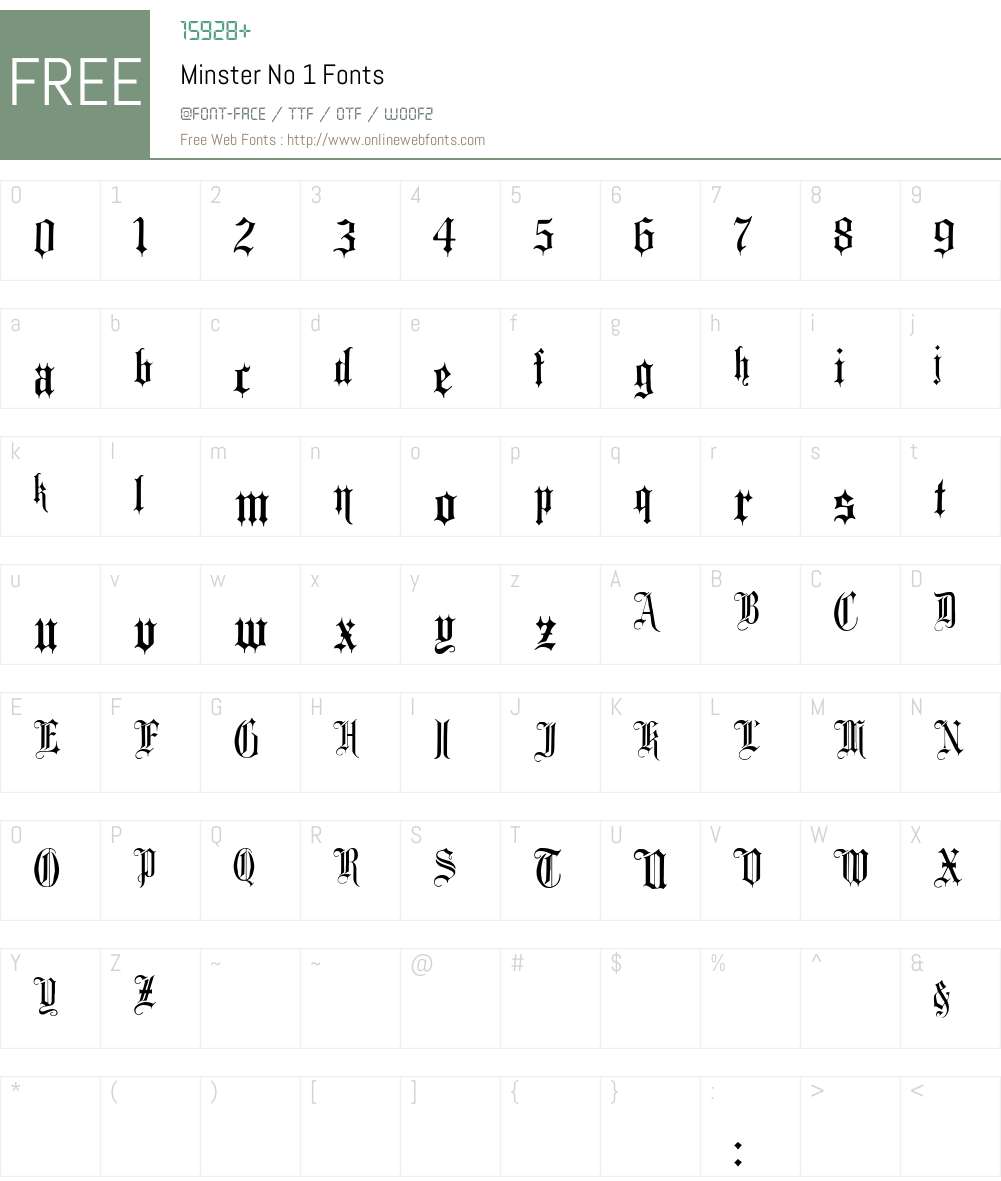 Minster No 1 Font Screenshots