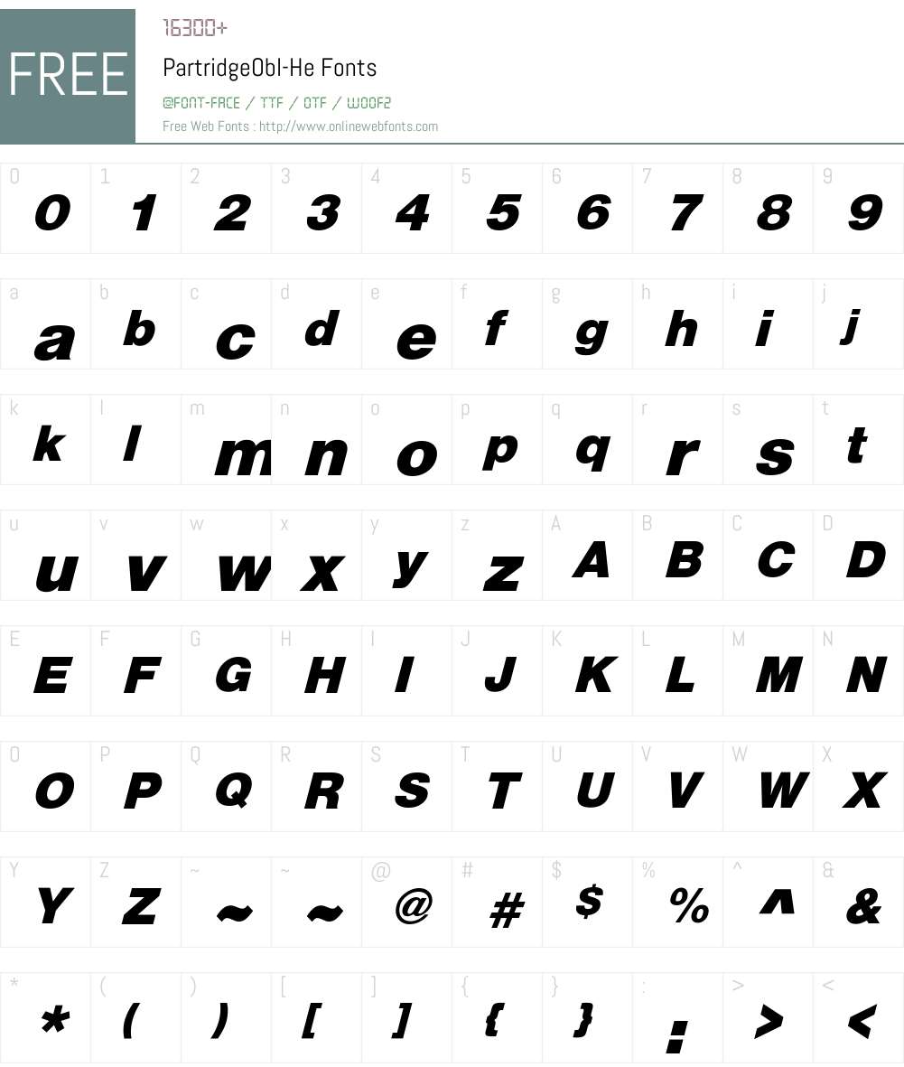 PartridgeObl-He Font Screenshots