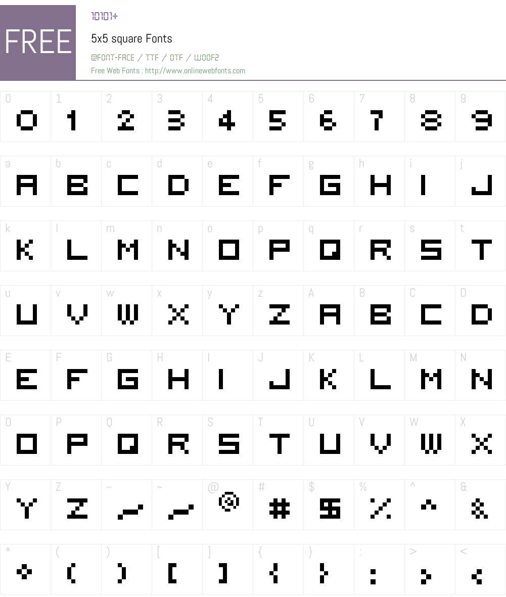 5x5 square Font Screenshots