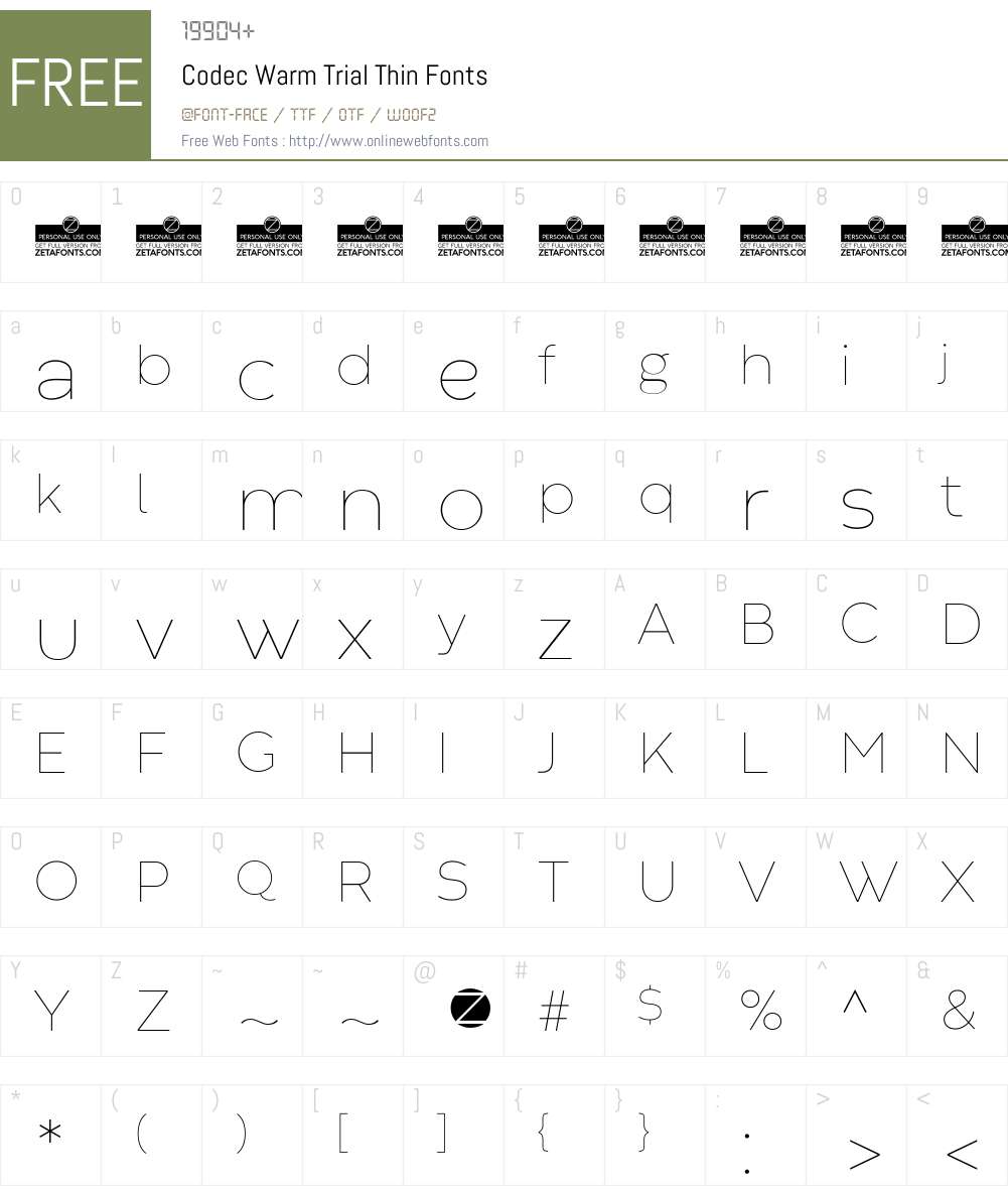 Codec Warm Trial Font Screenshots