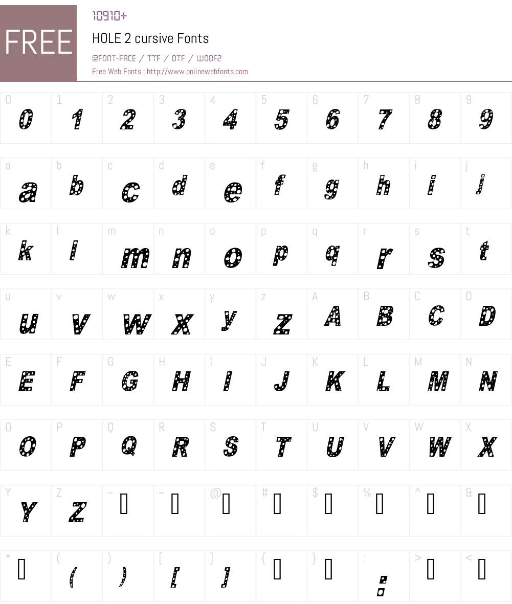 HOLE 2 Font Screenshots