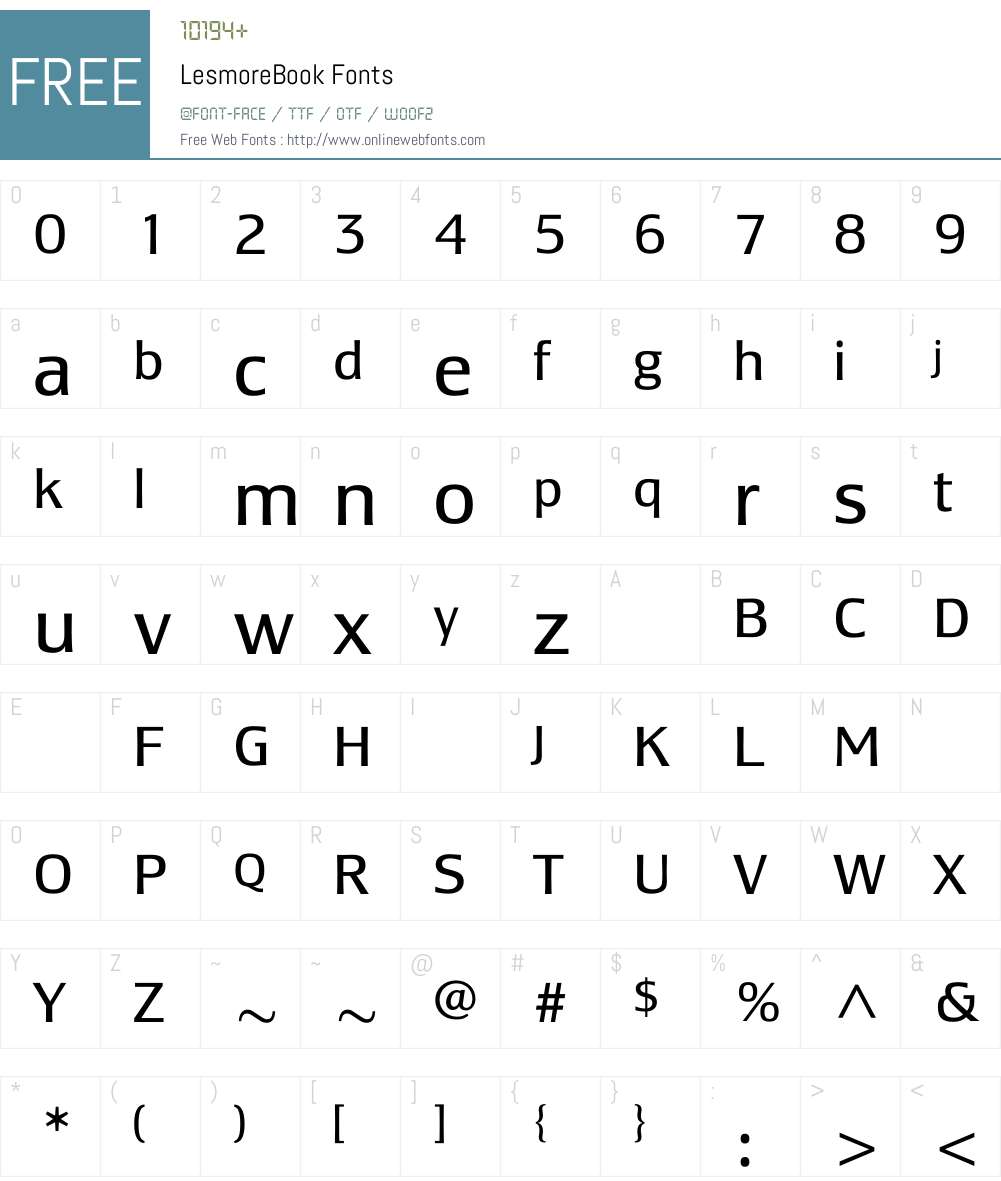 LesmoreBook Font Screenshots