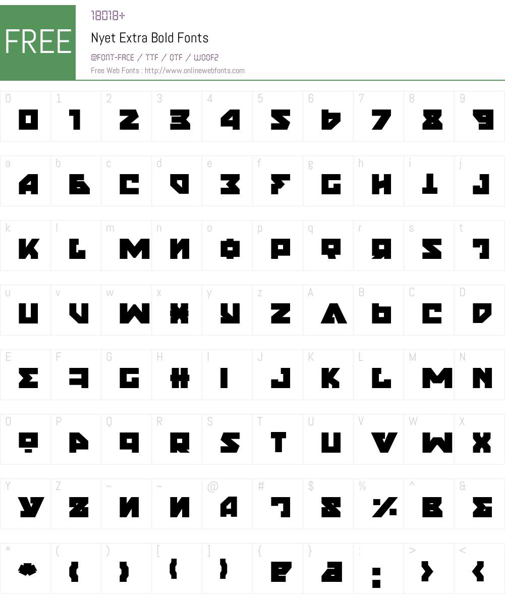 Nyet Extra Bold Font Screenshots