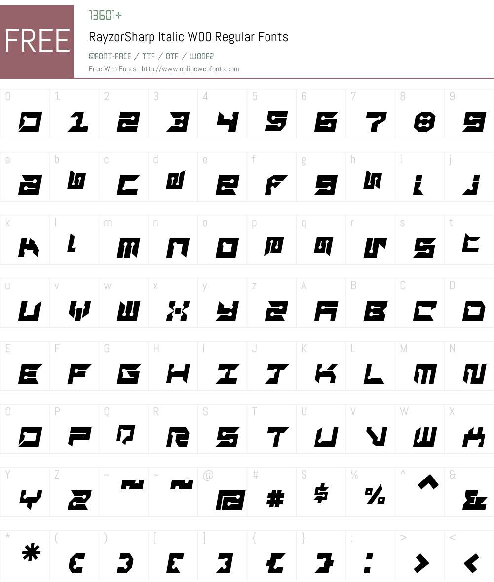 RayzorSharp Italic Font Screenshots