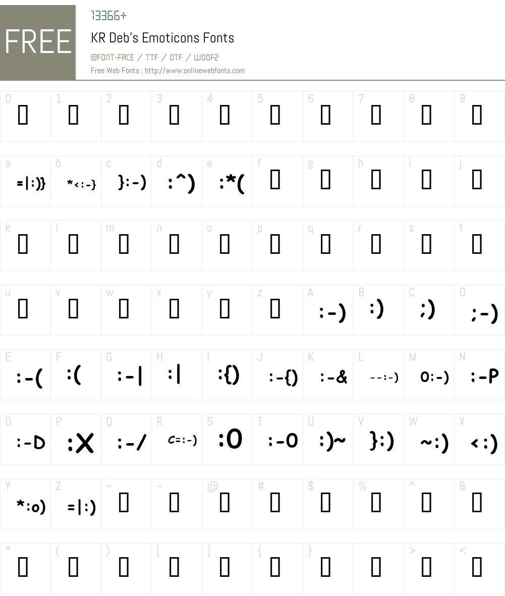 KR Deb's Emoticons Font Screenshots