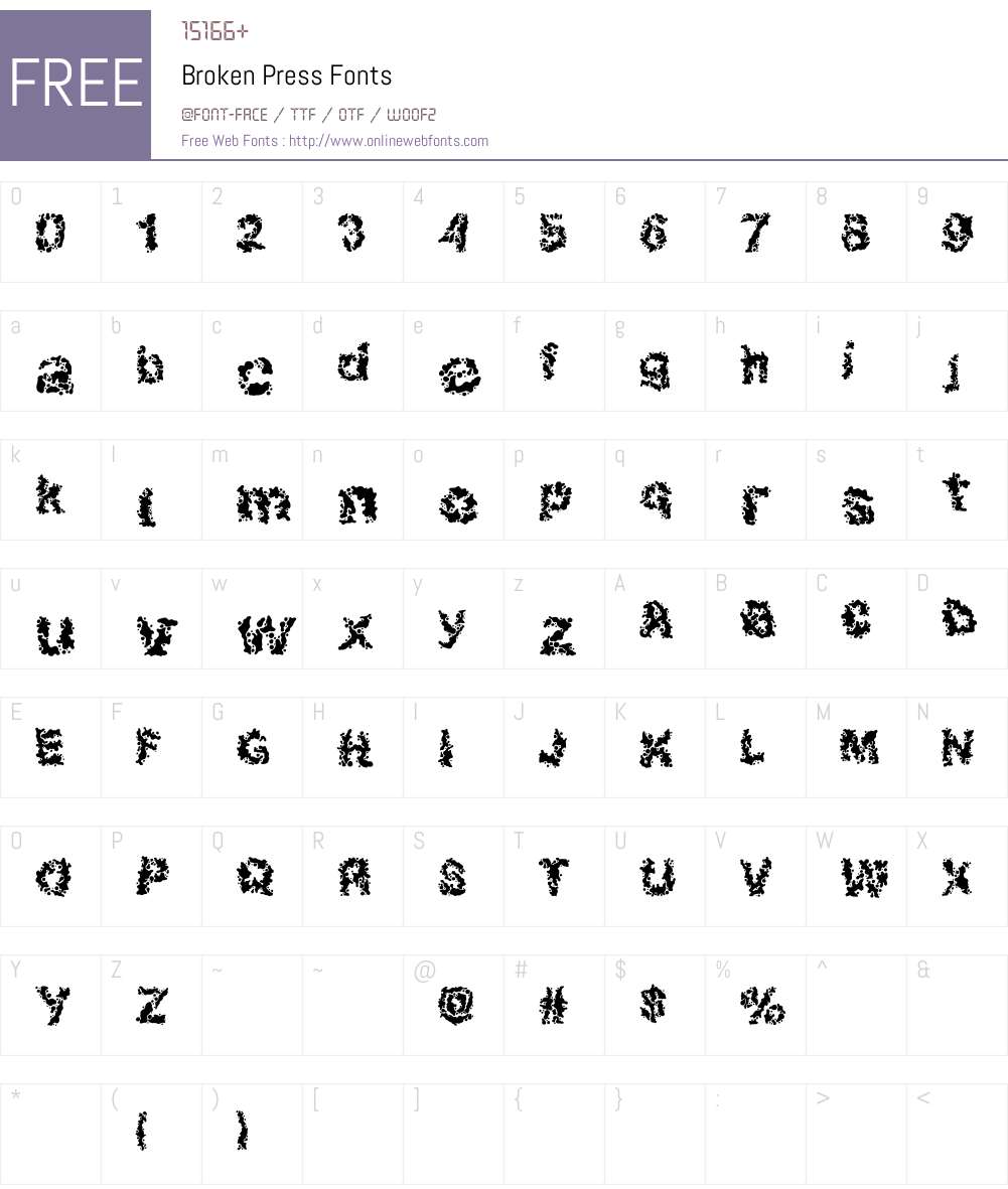 Broken Press Font Screenshots