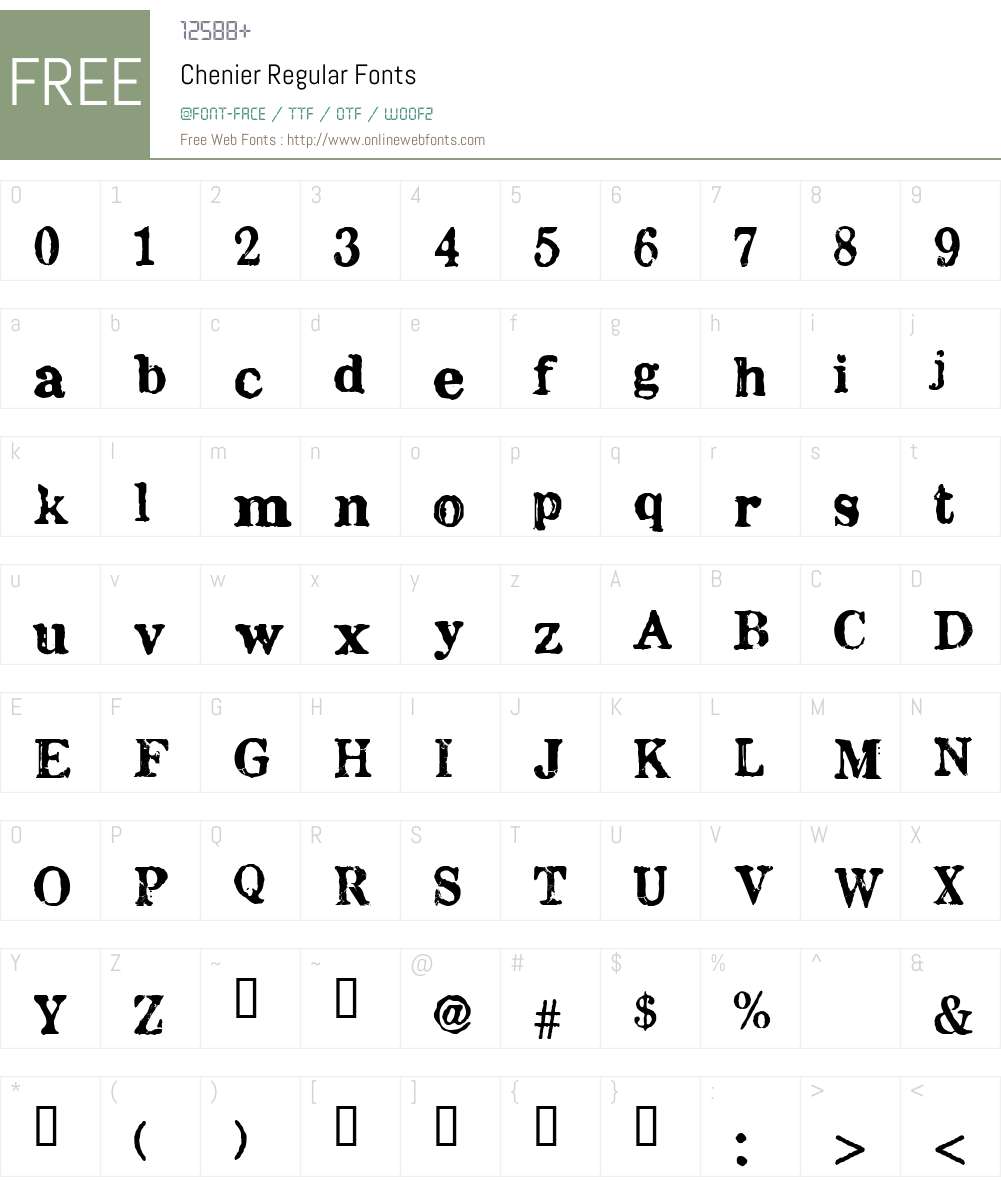 Chenier Font Screenshots