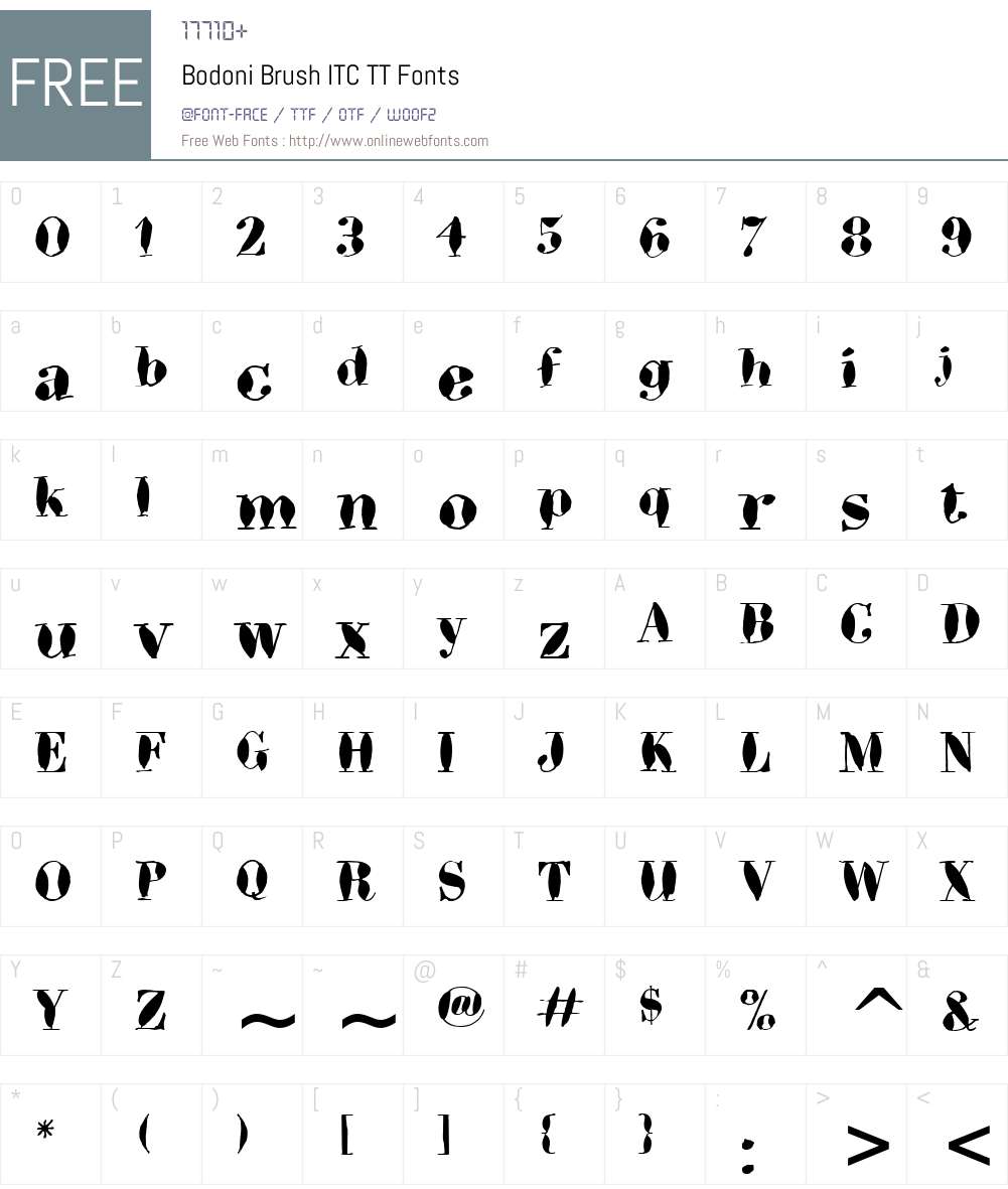 Bodoni Brush ITC TT Font Screenshots