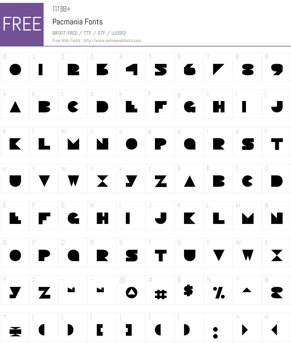 Pacmania Font Screenshots