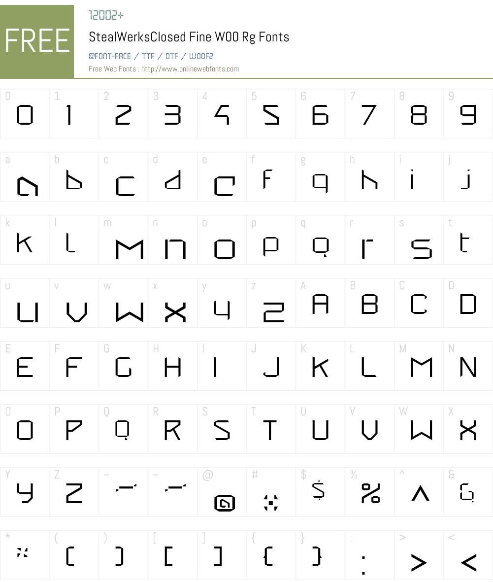 StealWerksClosedFineW00-Rg Font Screenshots