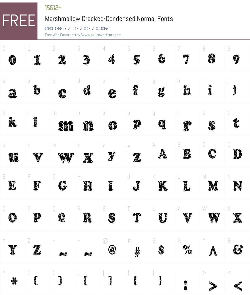 Marshmallow Cracked-Condensed Font Screenshots