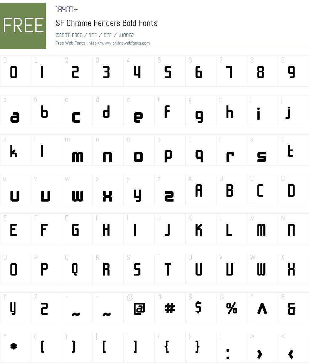 SF Chrome Fenders Font Screenshots