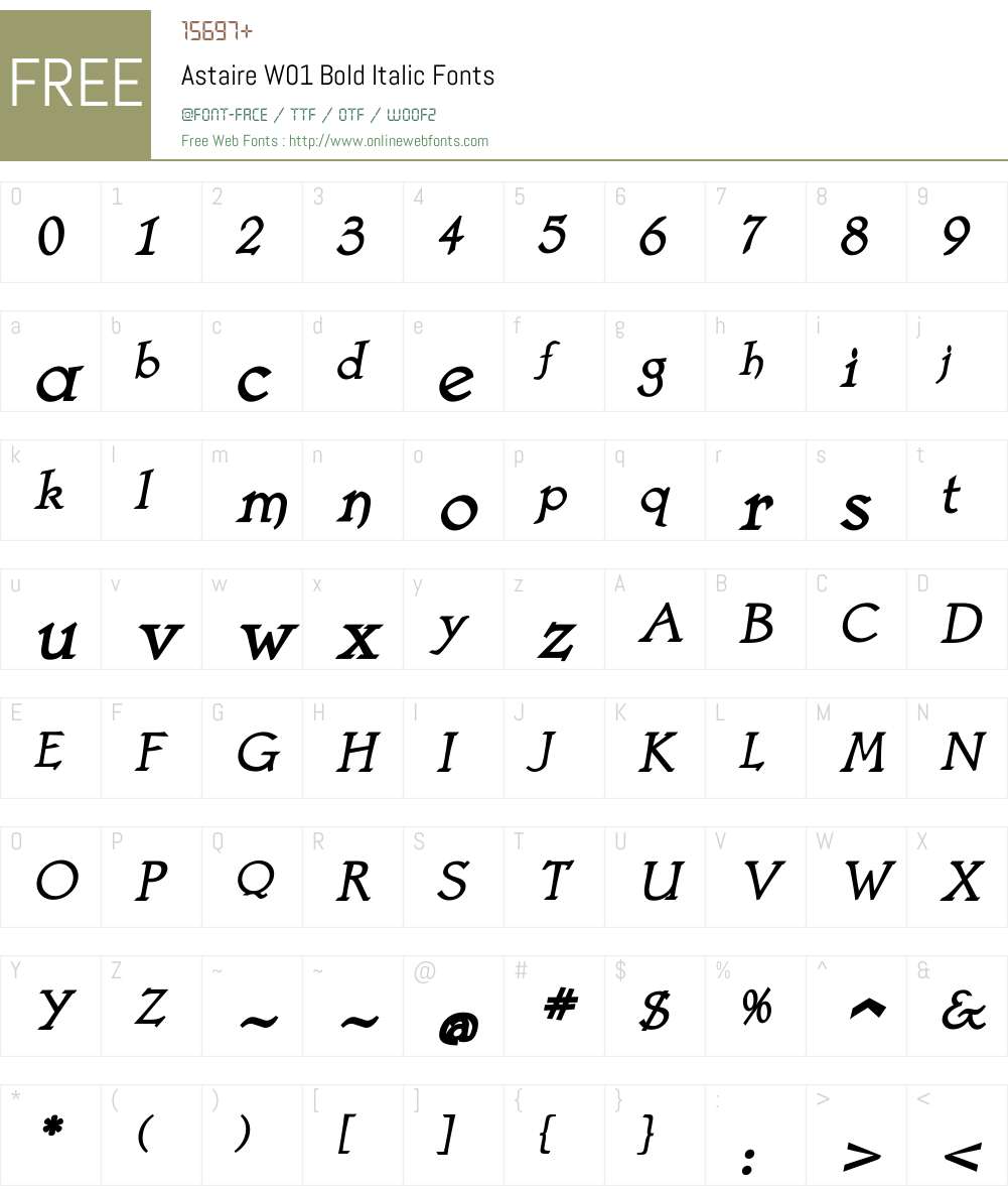 AstaireW01-BoldItalic Font Screenshots