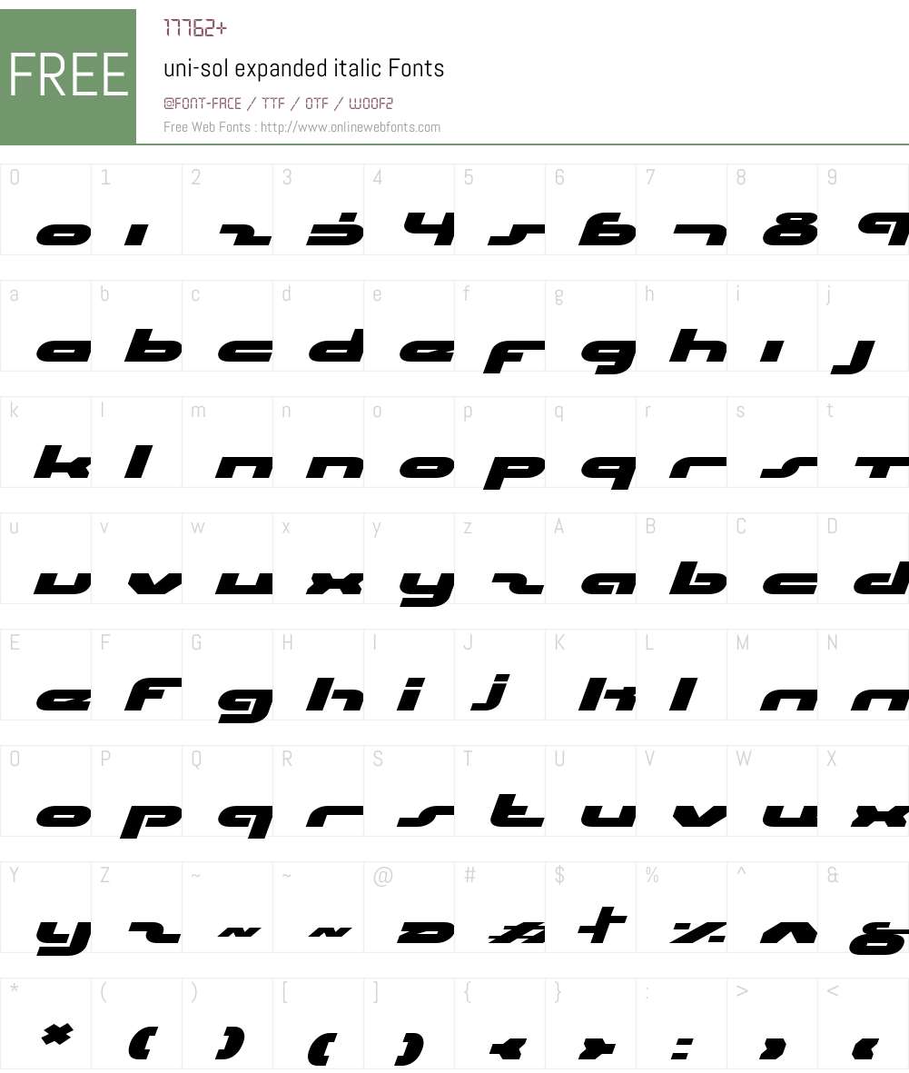 uni-sol expanded italic Font Screenshots