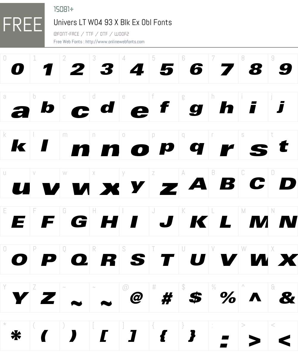 Univers Font Screenshots