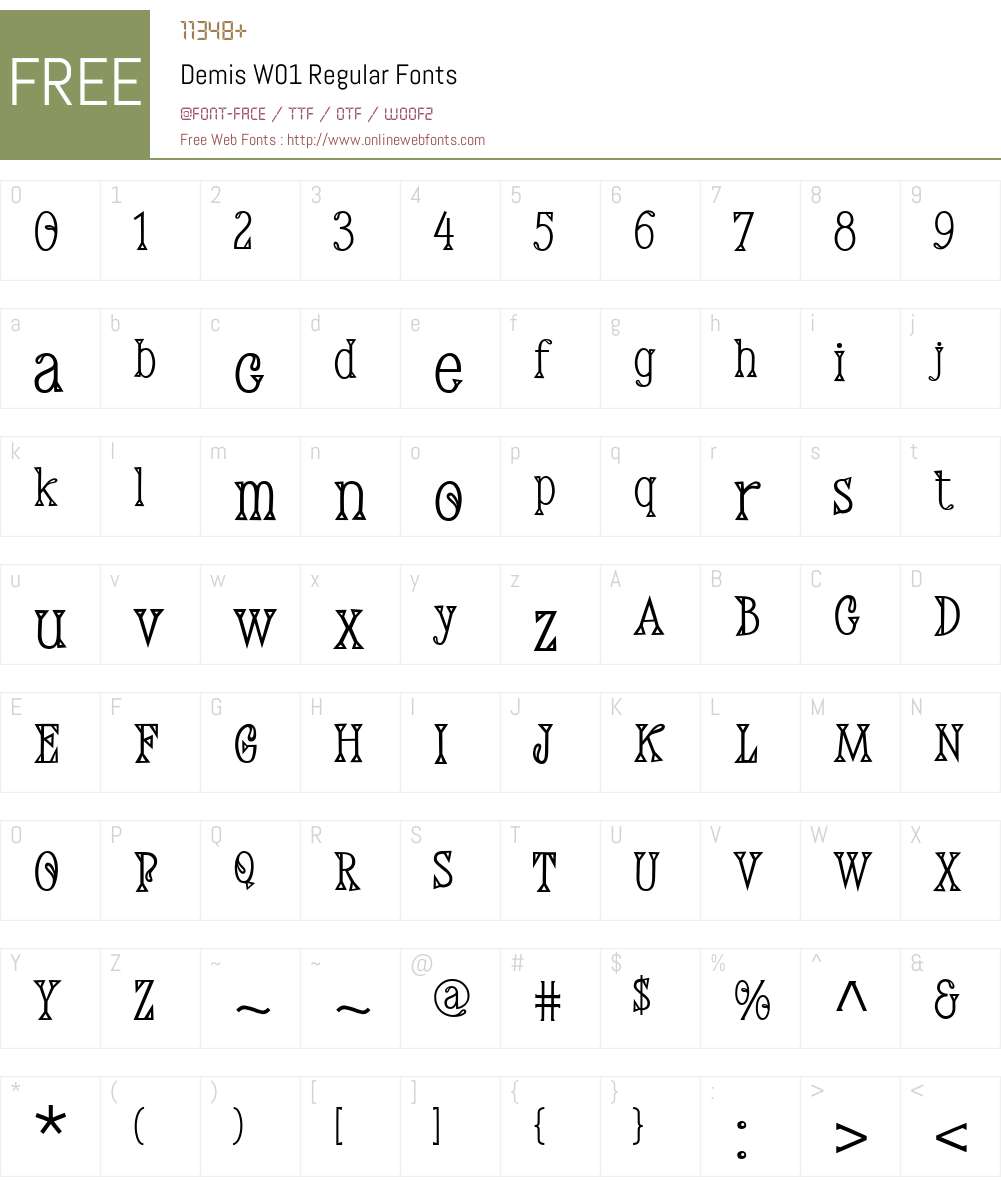 DemisW01-Regular Font Screenshots