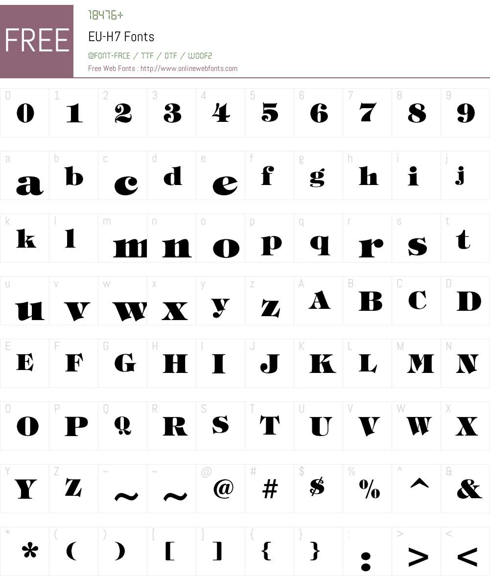 EU-H7 Font Screenshots