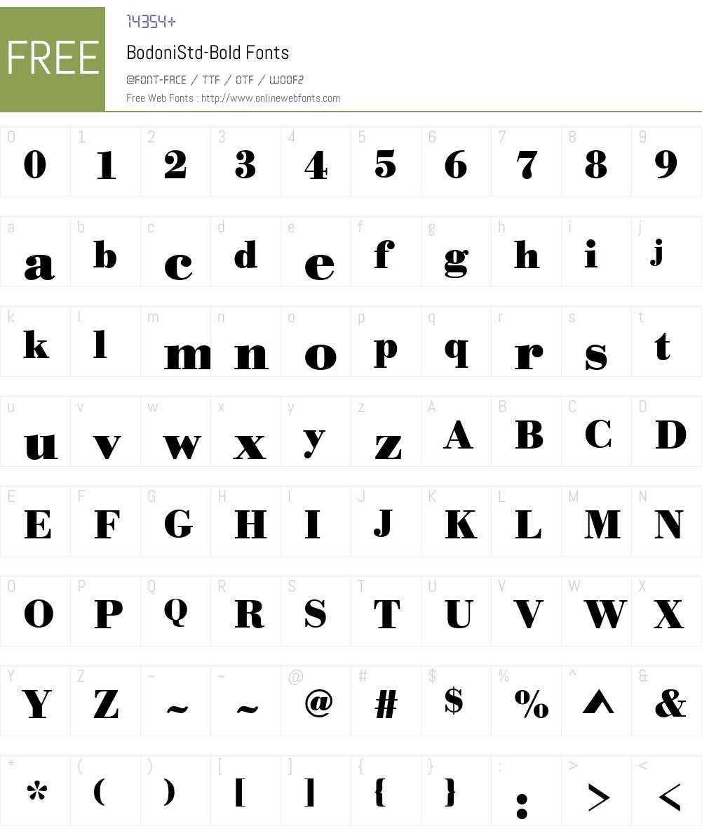 BodoniStd Font Screenshots