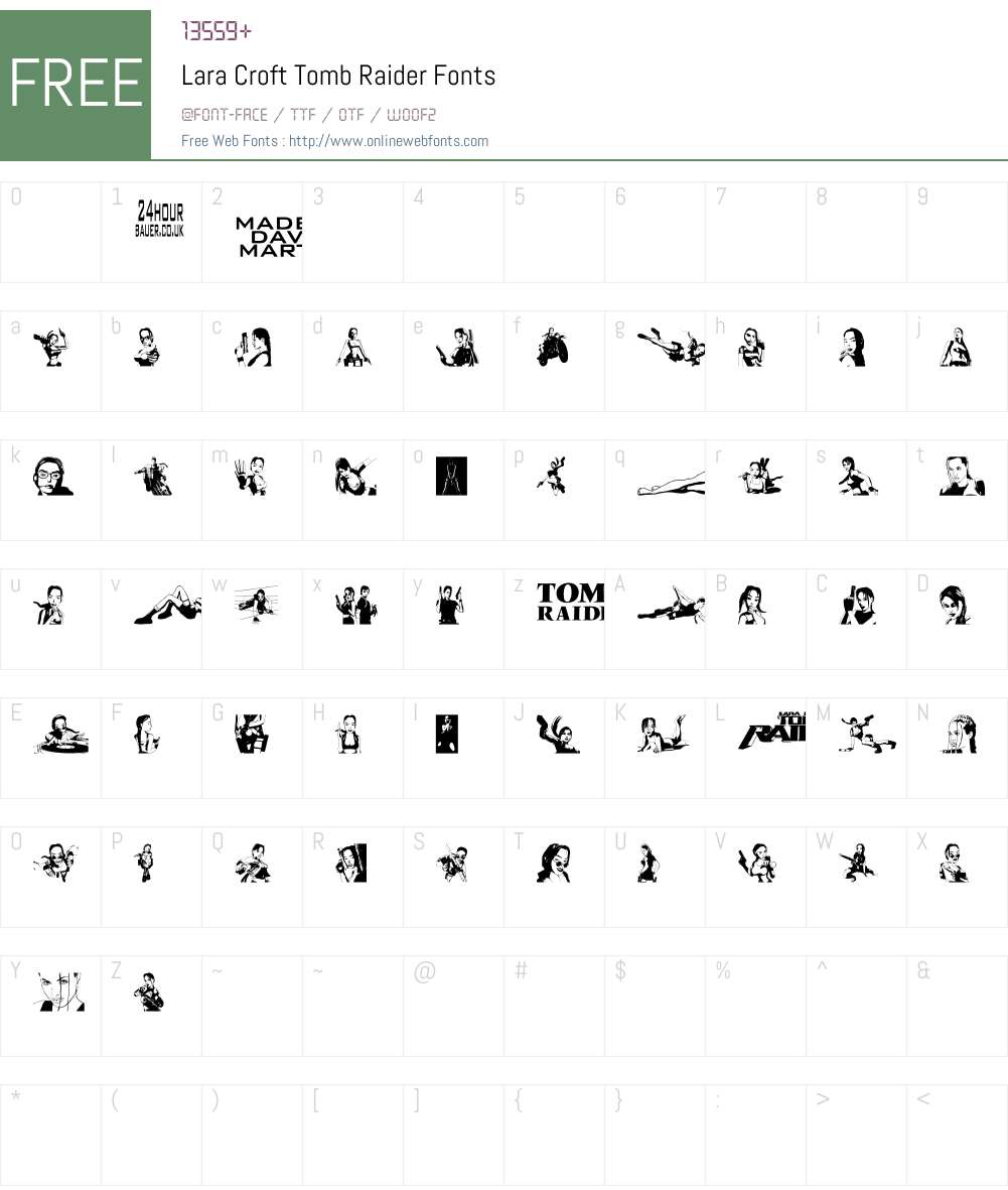 Lara Croft Tomb Raider Font Screenshots