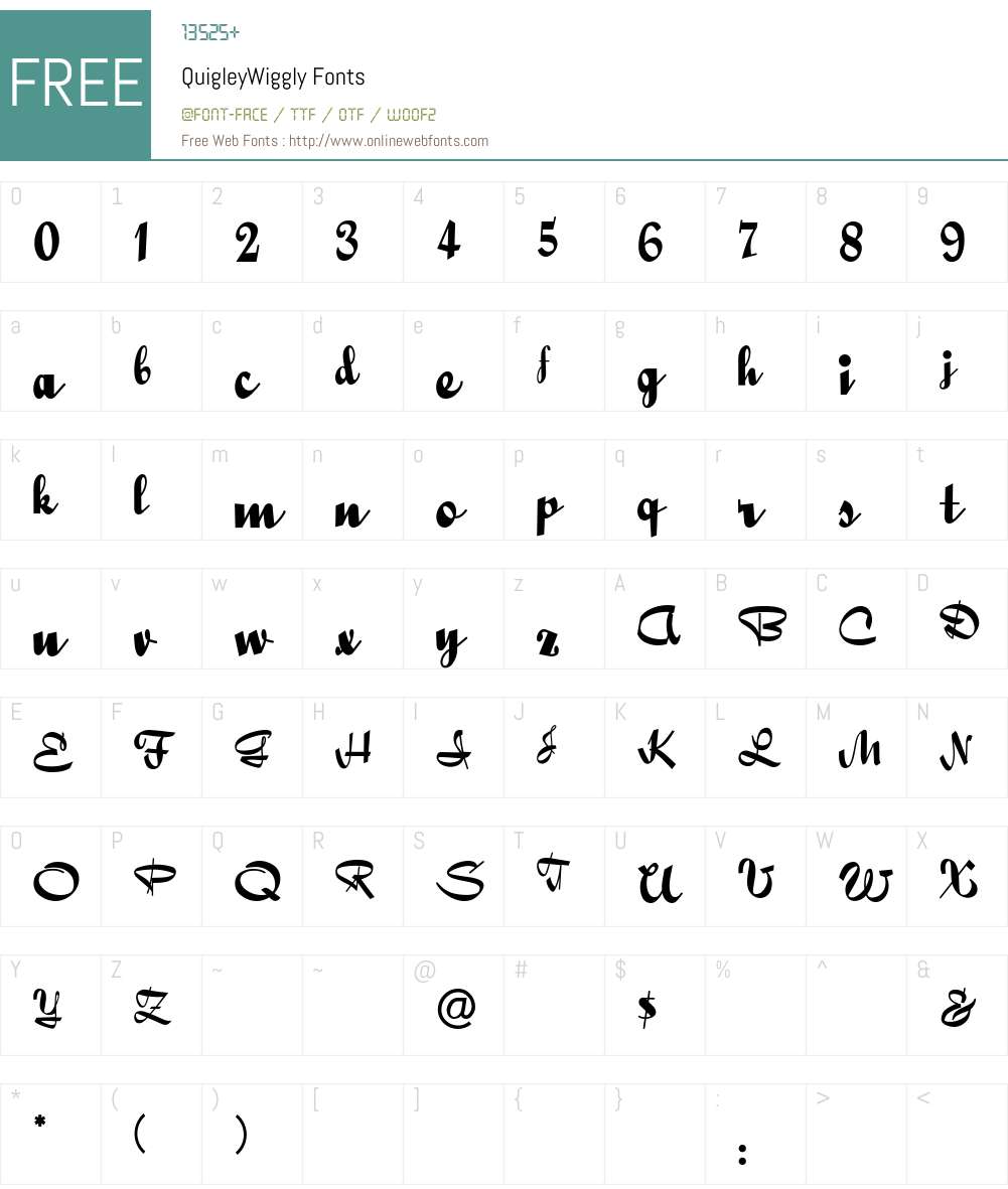 QuigleyWiggly Font Screenshots