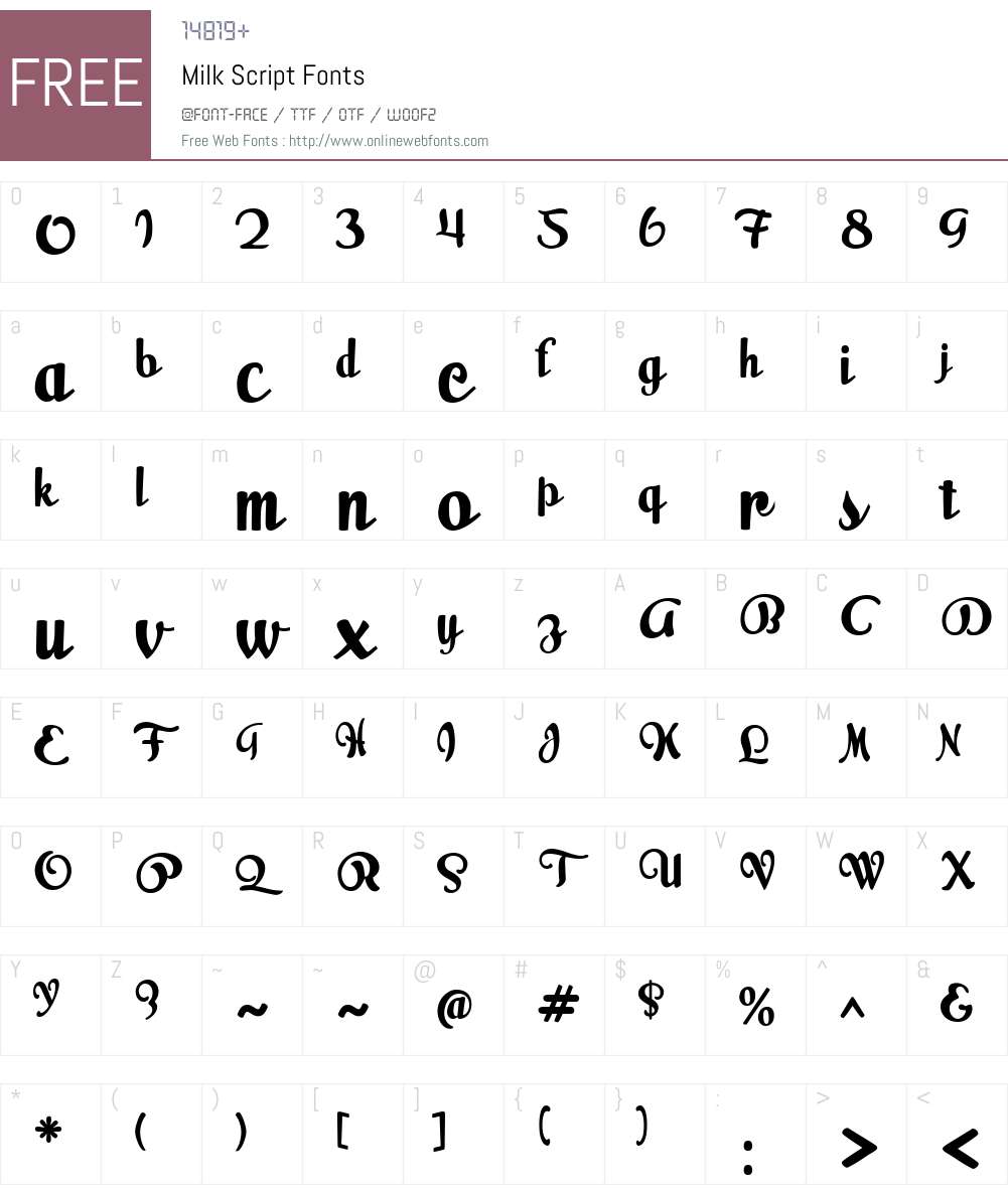 Milk Script Font Screenshots