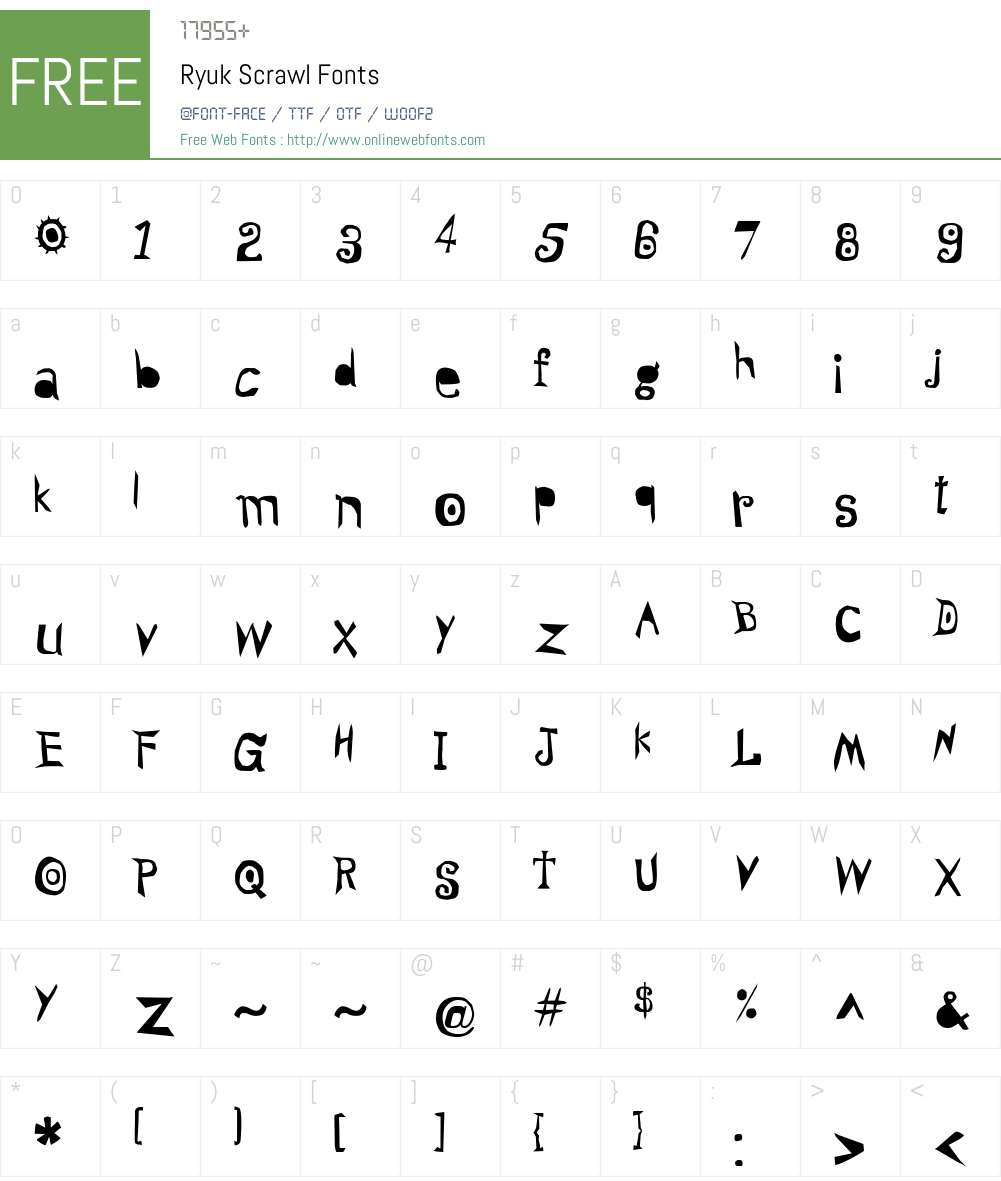 Ryuk Scrawl Font Screenshots