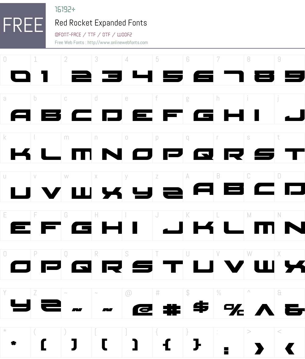 Red Rocket Expanded Font Screenshots