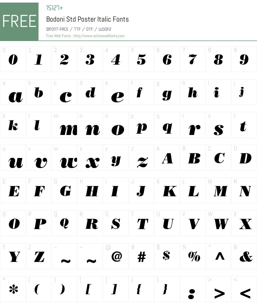 Bodoni Std Font Screenshots