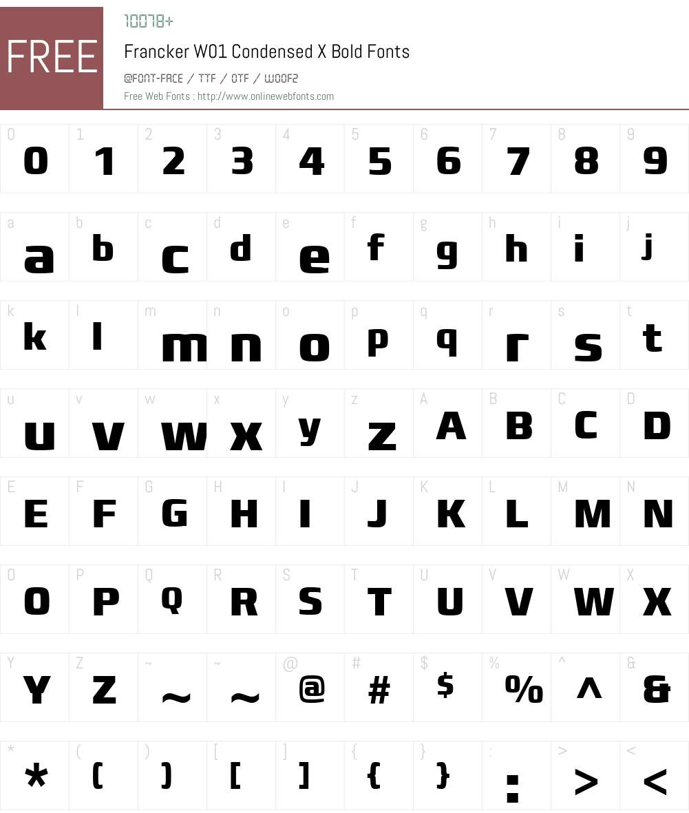 FranckerW01-CondensedXBold Font Screenshots