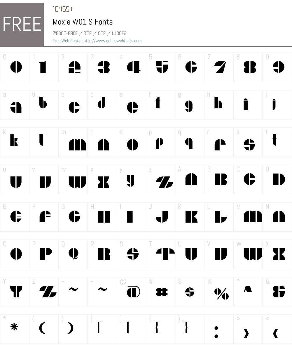 MoxieW01-S Font Screenshots