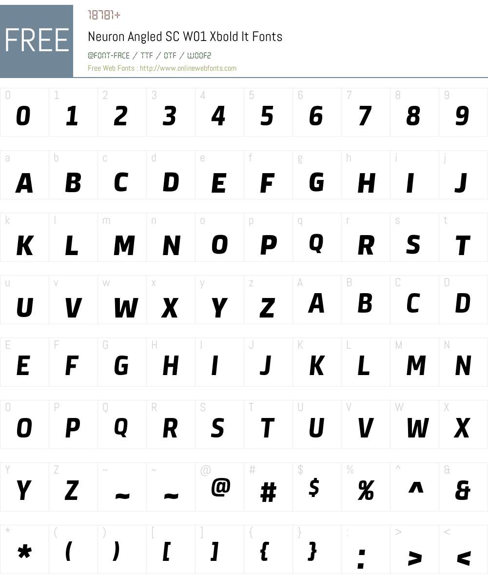 NeuronAngledSCW01-XboldIt Font Screenshots