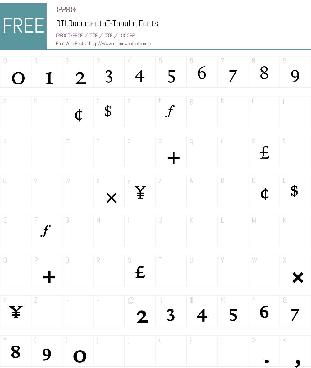 DTLDocumentaT Font Screenshots