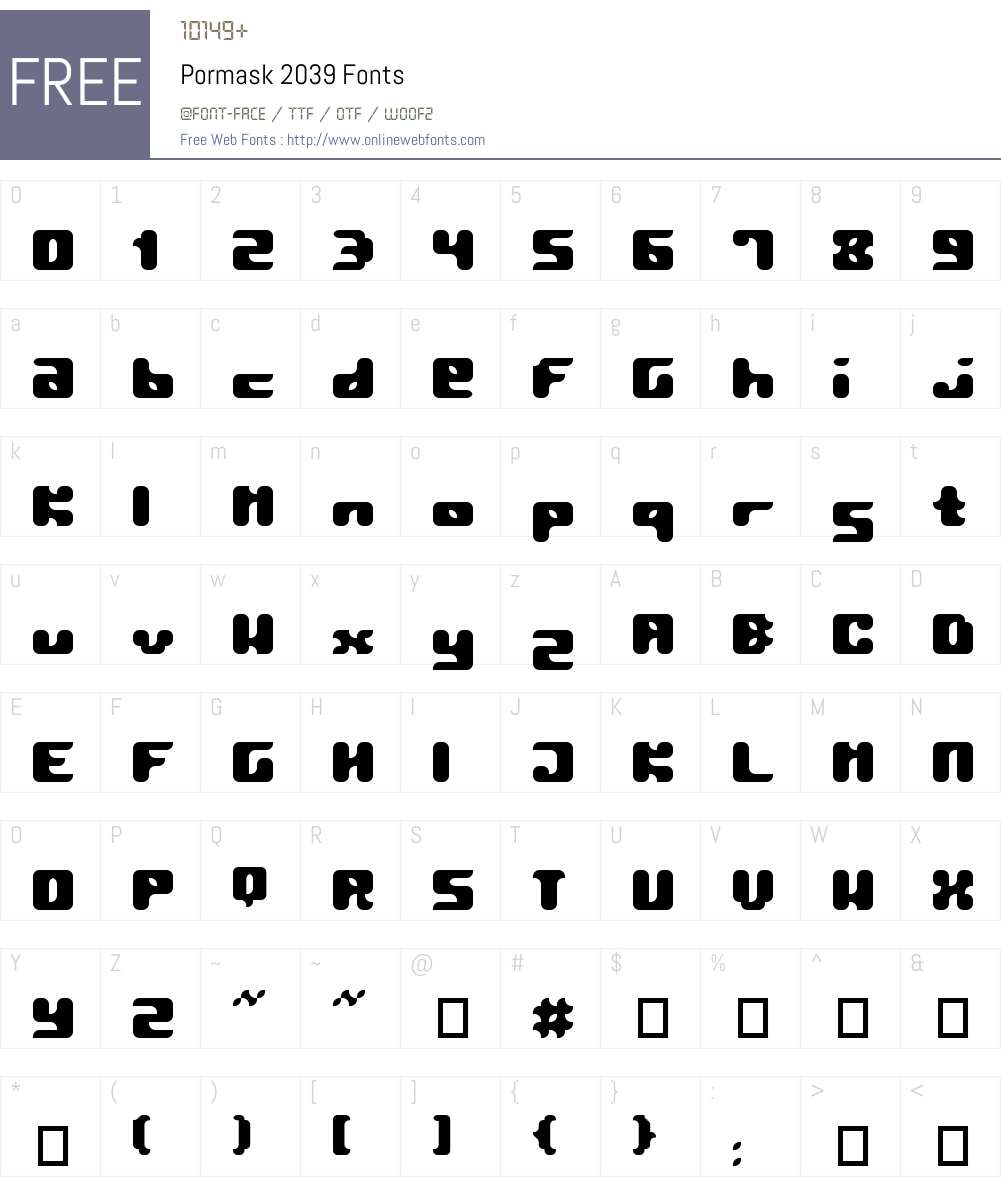 Pormask 2039 Font Screenshots