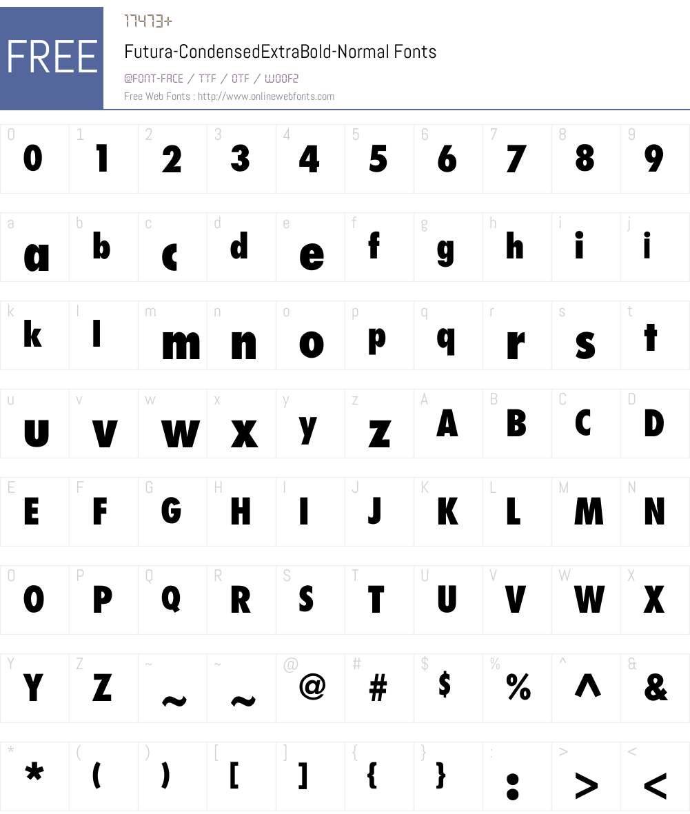 Futura-CondensedExtraBold-Normal Font Screenshots